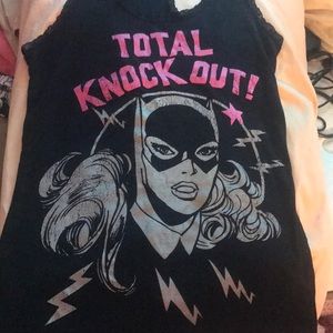 Distressed DC bat girl TANK lace PJ